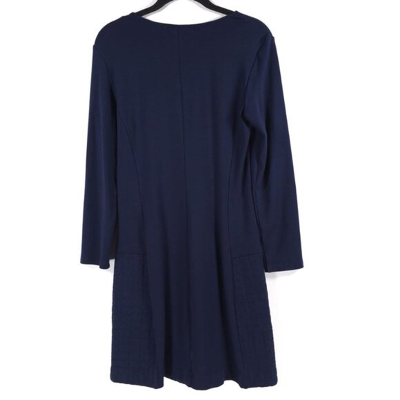 Theory Mini Dress “MIMI Q” Navy Quilted Stretch‎ Jersey Long Sleeve MEDIUM - Picture 2 of 9